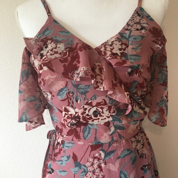 As U Wish Cold Shoulder Floral High Low Maxi Dress - Picture 1 of 7
